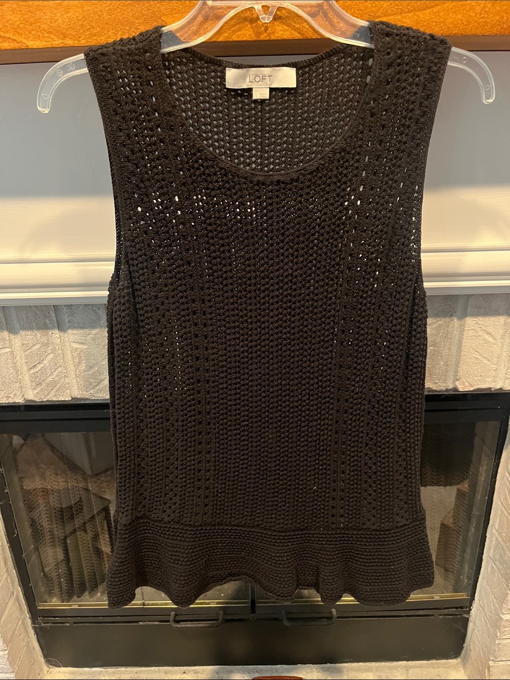 LOFT Black Crochet Knit Sleeveless Tank